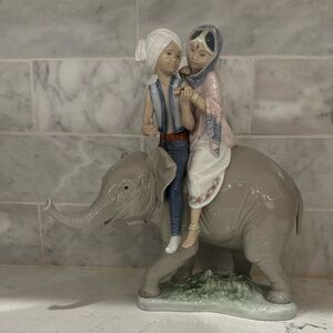 Lladro Indian Hindu Children on Elephant Figurine